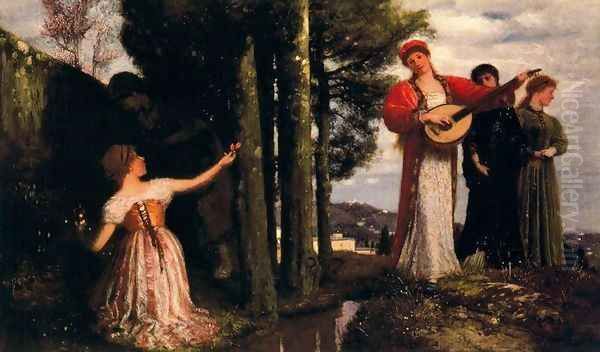 Look, any laughs to the plains! (Souvenir de San Domenico) Oil Painting by Arnold Bocklin