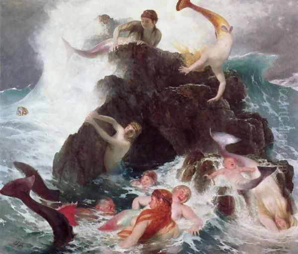 Mermaids at Play 1886 Oil Painting by Arnold Bocklin