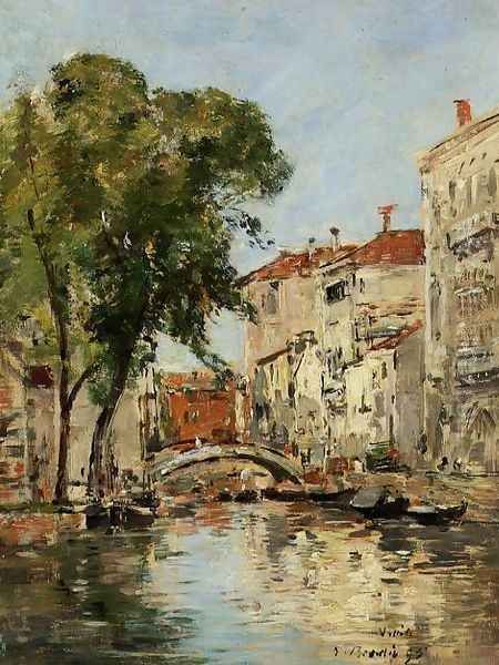 A Small Canal in Venice Oil Painting by Eugene Boudin