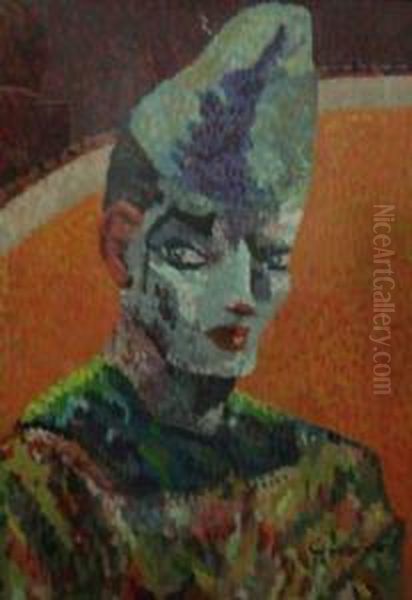 Tete De Clown
 Huile Sur Papier Oil Painting by Gerard Vidal