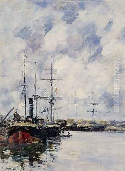 A Corner of the Deauville Basin Oil Painting by Eugene Boudin