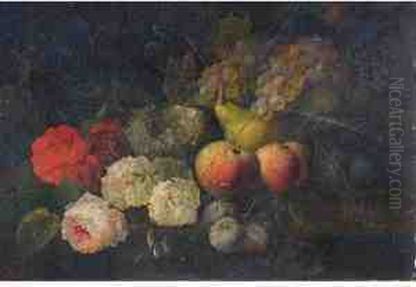 Paire De Natures Mortes Aux Fleurs Oil Painting by Louis Vidal