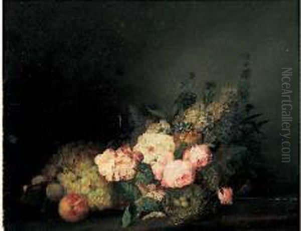 Composition Aux Fruits Et Fleurs by Louis Vidal