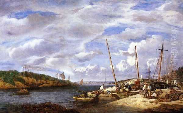 Douarnenez, Fishing Boats at Dockside Oil Painting by Eugene Boudin