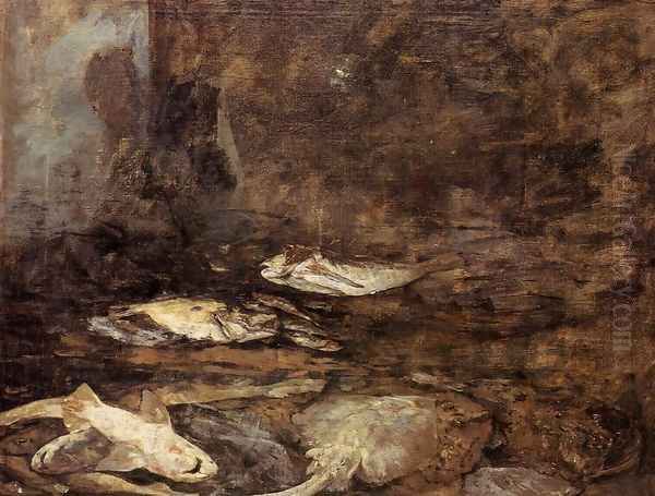 Fish, Skate and Dogfish Oil Painting by Eugene Boudin