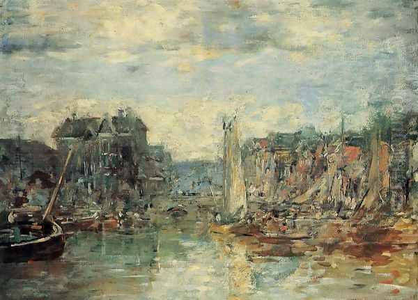 Rotterdam, the Commodities Exchange Port Oil Painting by Eugene Boudin