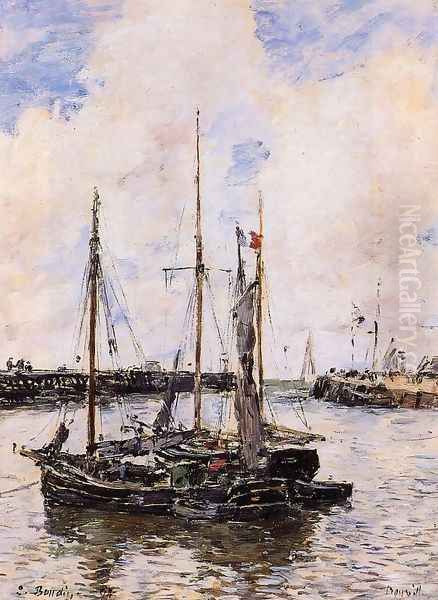 Entrance to the Port of Trouville Oil Painting by Eugene Boudin