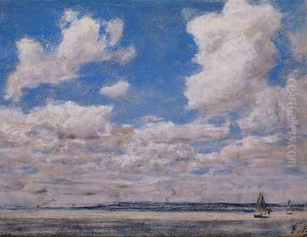 Seascape with Large Sky Oil Painting by Eugene Boudin