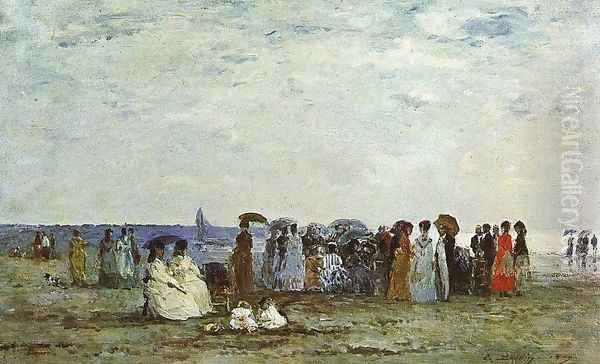 Bathers on the Beach at Trouville 1869 Oil Painting by Eugene Boudin