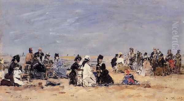 Trouville, Beach Scene XI Oil Painting by Eugene Boudin