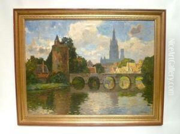 Pont A Bruges Oil Painting by Bernard, Ben Viegers