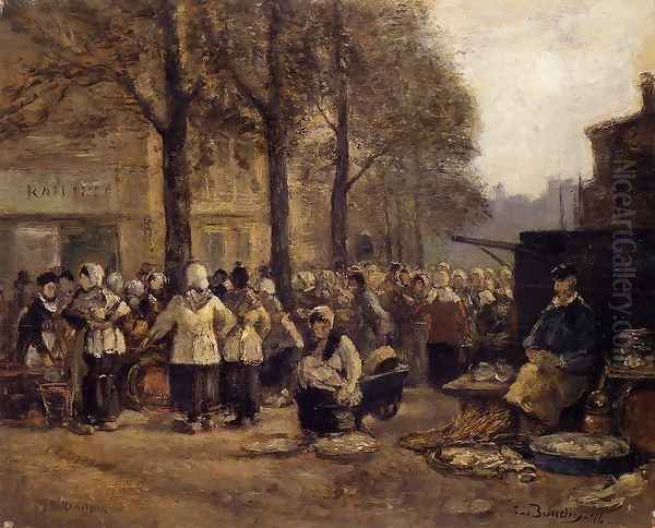 The Fish Market, Rotterdam Oil Painting by Eugene Boudin