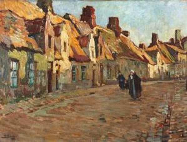 Straatje Te Brugge Oil Painting by Bernard, Ben Viegers