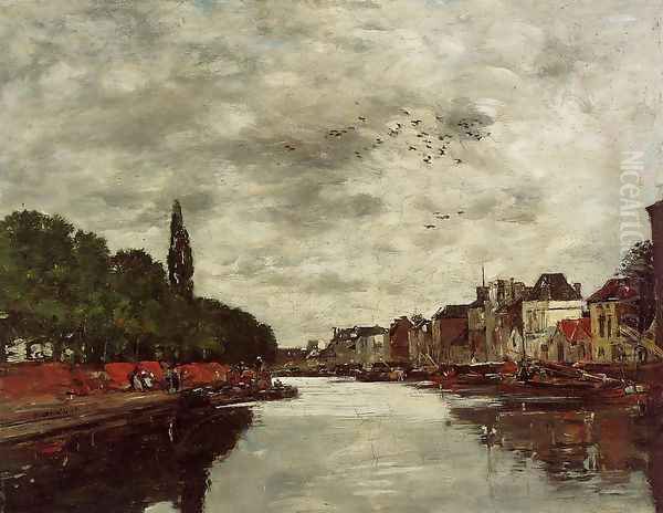 A Canal near Brussels Oil Painting by Eugene Boudin