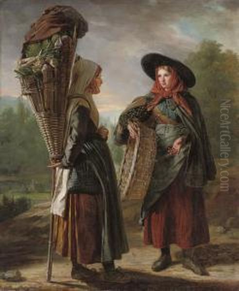 Sharing The Load Oil Painting by Josef Bartholomeus Vieillevoye