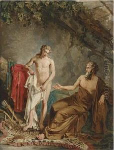 Telemachus And Mentor Oil Painting by Josef Bartholomeus Vieillevoye