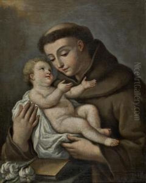 Santo Antonio Com O Menino Jesus Oil Painting by Francisco Lusitano Vieira De Mattos