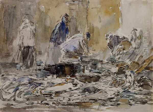 Fish Market Oil Painting by Eugene Boudin