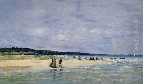 Beach near Trouville Oil Painting by Eugene Boudin