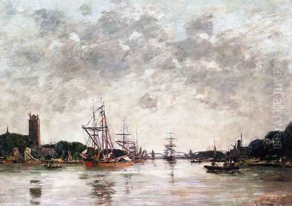 Dordrecht, Le Meuse, View of Swandrecht Oil Painting by Eugene Boudin