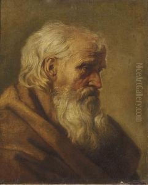 Portrait Of A Bearded Monk, Bust-length Oil Painting by Joseph-Marie Vien