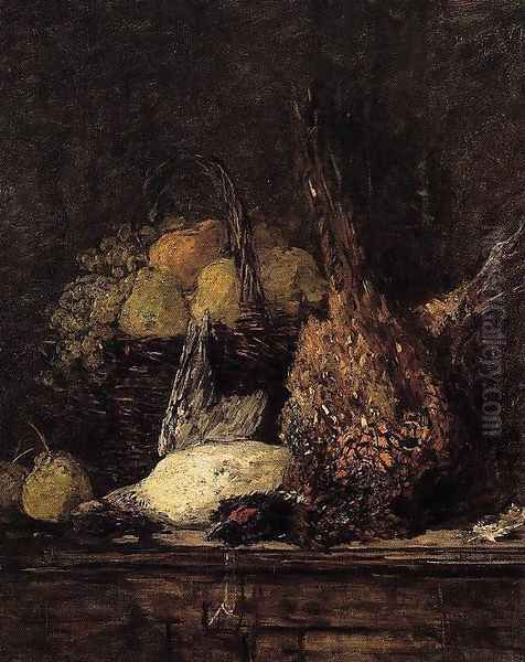 Pheasant, Duck and Fruit Oil Painting by Eugene Boudin