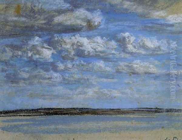 White Clouds, Blue Sky Oil Painting by Eugene Boudin