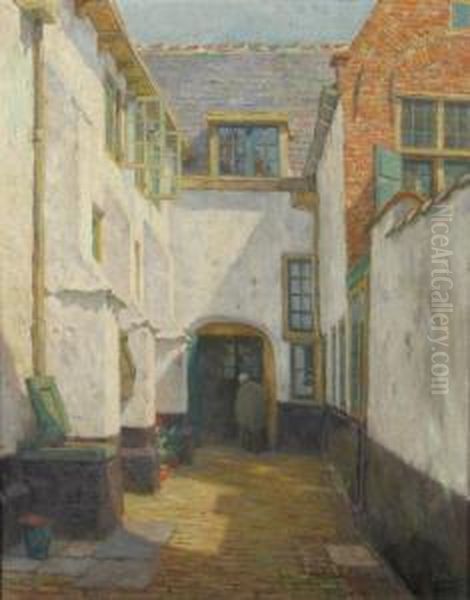 Begijnhof Te Brugge. Oil Painting by Emmanuel Vierin