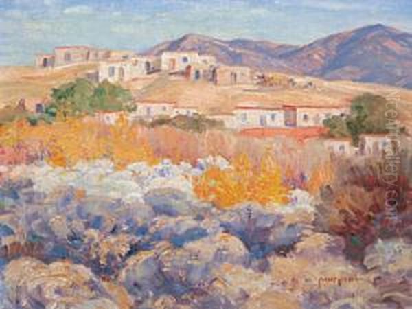 Santa Fe Hillside Oil Painting by Carlos Vierra