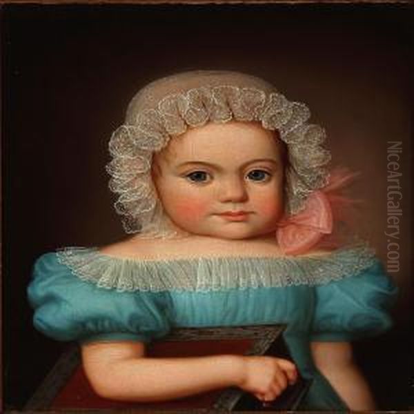 Portrait Of Marie Louise Anthonie Hagen, Two Years Old Oil Painting by Carl Frederik Johan Viertel