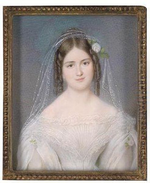 Bildnis Einer Jungen Frau In Weisem Kleid Oil Painting by Friedrich Ludwig Vieth Von Goldssenau