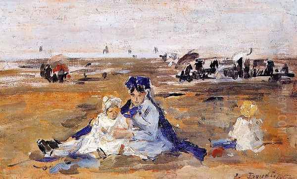 A Nanny on the Beach Oil Painting by Eugene Boudin