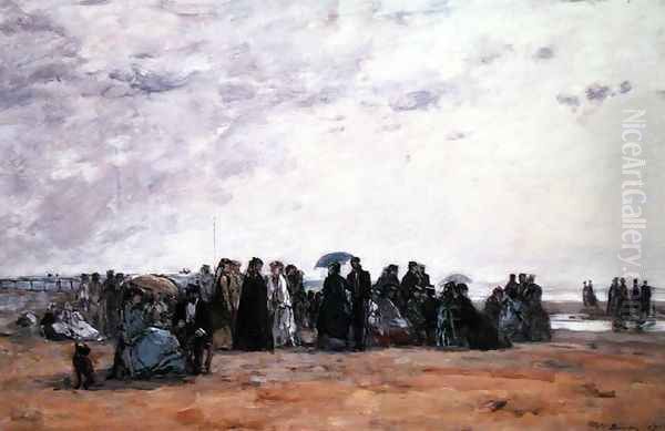 A seaside watering place, 1867 Oil Painting by Eugene Boudin