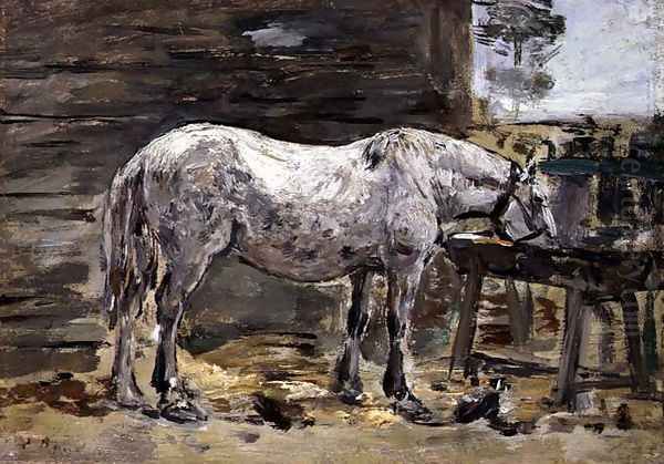 A Horse Drinking, c.1885-90 Oil Painting by Eugene Boudin