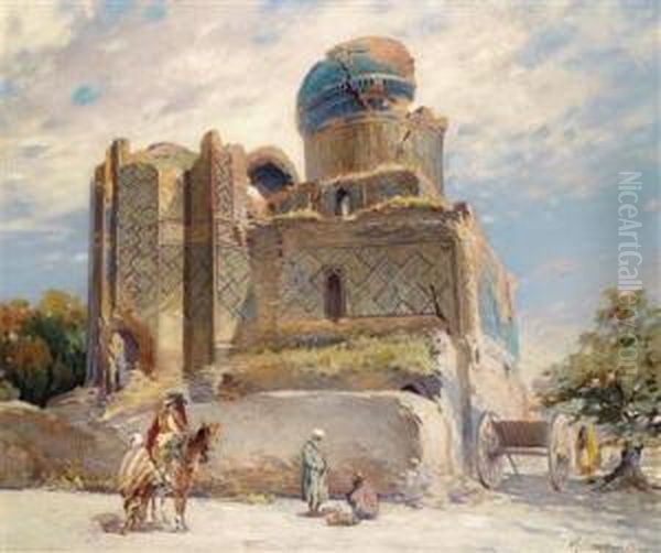 The Mosqueof Timur-tamerlam In Samarkand Oil Painting by Bertalan Vigh