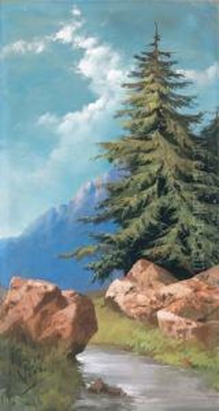 Paesaggio Montano Oil Painting by Coriolano Vighi