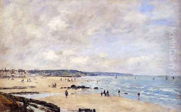 Beach at Trouville Oil Painting by Eugene Boudin