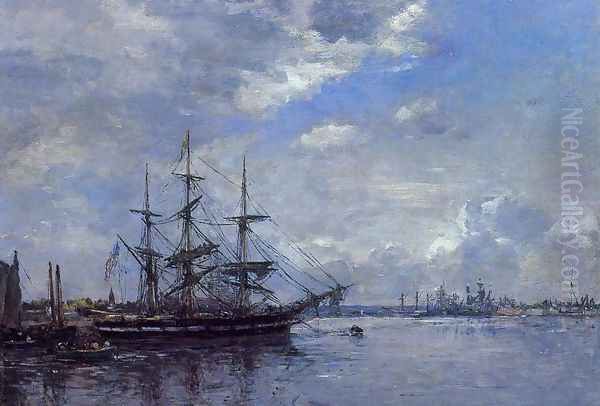 Belgique - L'Escaut, Tournant Oil Painting by Eugene Boudin