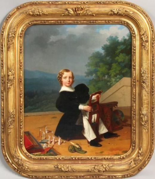 Jeune Garcon Aux Jouets Oil Painting by Pierre Roch Vigneron