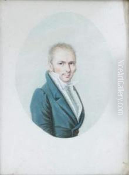 Portrait D'homme Au Gilet A Carreaux Oil Painting by Pierre Roch Vigneron