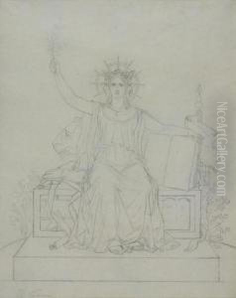 Design For The Figure Of The French Republic Oil Painting by Pierre Roch Vigneron