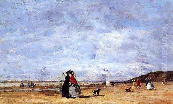 Elegant Women on the Beach Oil Painting by Eugene Boudin