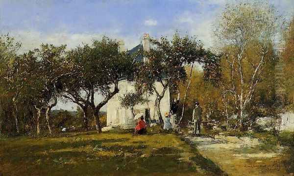 Fervaques, Garden and House of Monsieur Jacuette Oil Painting by Eugene Boudin