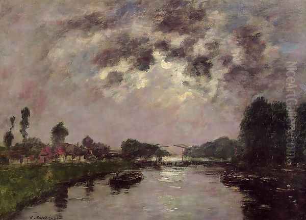 Saint-Valery-sur-Somme, the Canal d'Abbeville Oil Painting by Eugene Boudin