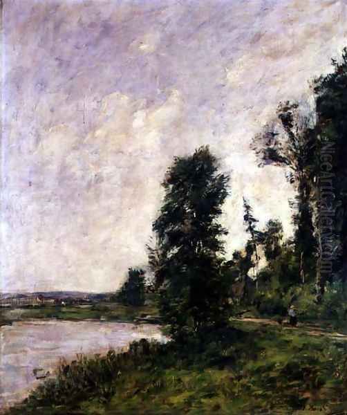 Along the Touques, c.1890-91 Oil Painting by Eugene Boudin