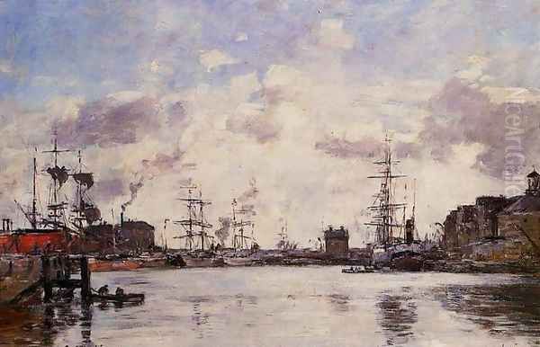 Le Havre, Le bassin de la barre Oil Painting by Eugene Boudin