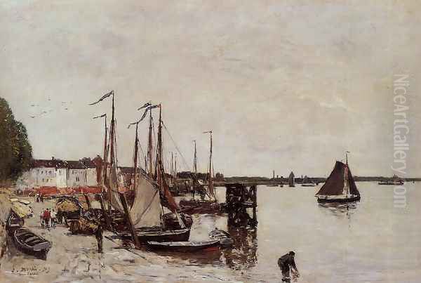 Anvers, Fishing Boats Oil Painting by Eugene Boudin