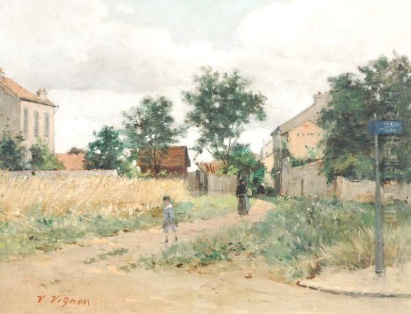 Un Village En Ete Oil Painting by Claude Vignon