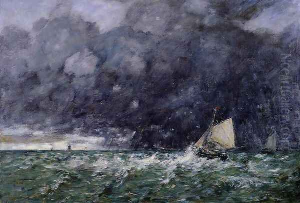 Rough Seas Oil Painting by Eugene Boudin