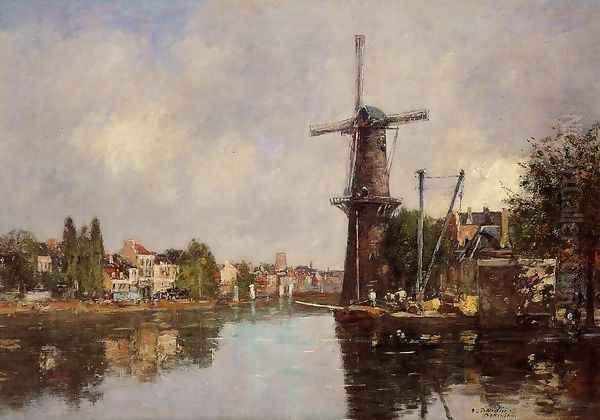 View of Rotterdam Oil Painting by Eugene Boudin